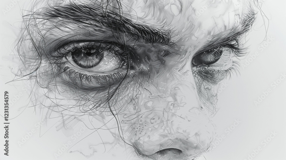 Fototapeta premium Depression portrait sketchs