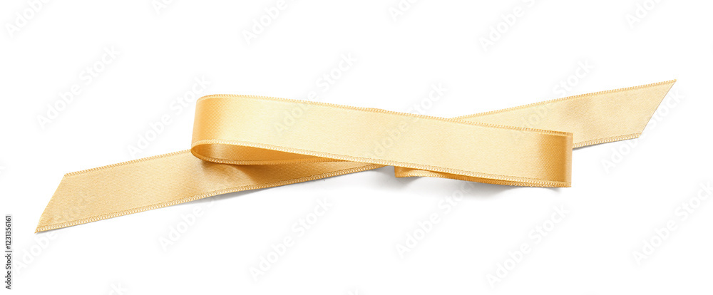 Naklejka premium Golden satin ribbon isolated on white background