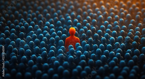 Selection of a Unique Leader from a Crowd of Figures in Minimalist Art