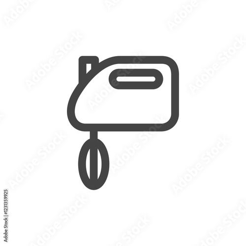 線画日用品家電関連の単品アイコン　泡立て機