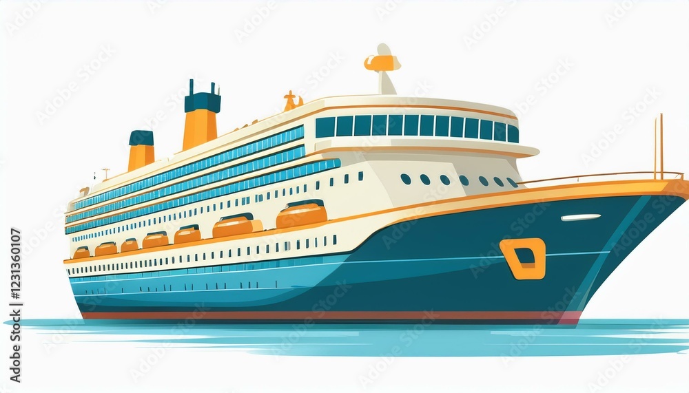 Obraz premium Cruise ship in the sea. sea cruise ship flat design. isolated on white background.