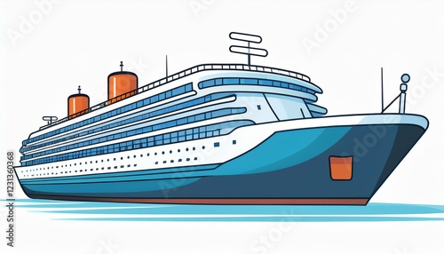 Wallpaper Mural Cruise ship in the sea. sea cruise ship flat design. isolated on white background. Torontodigital.ca