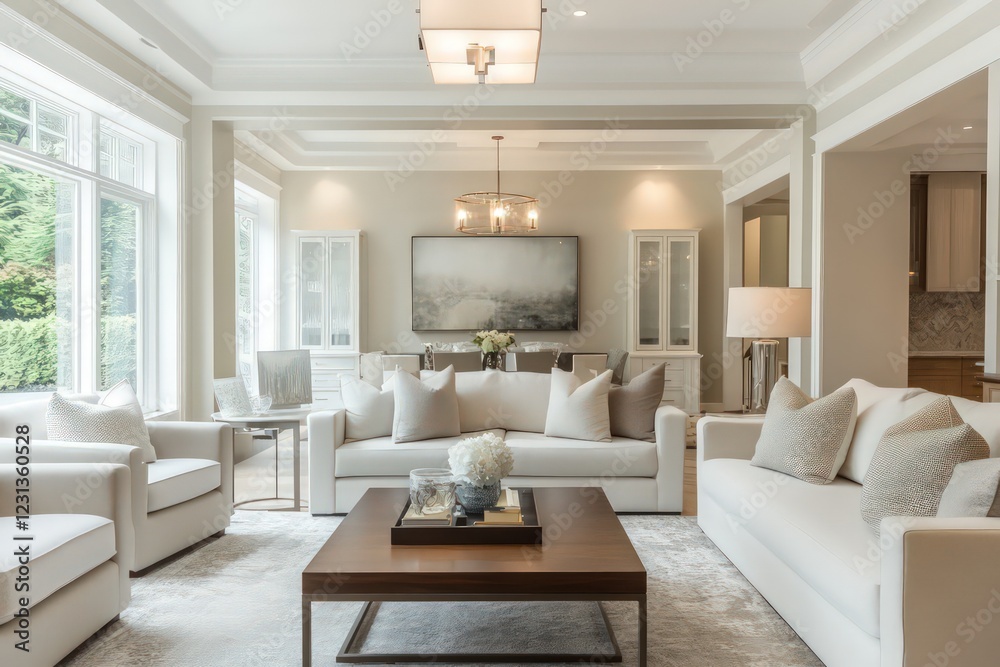 A transitional living room blending classic warmth with contemporary clean lines. Opt for a neutral color scheme, streamlined furniture pieces, A transitional living room blending classic warmth with contemporary clean lines. Opt for a neutral color scheme, streamlined furniture pieces,