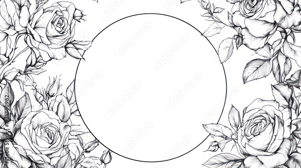 Roses frame, blank circle, wedding invitation Roses frame, blank circle, wedding invitation