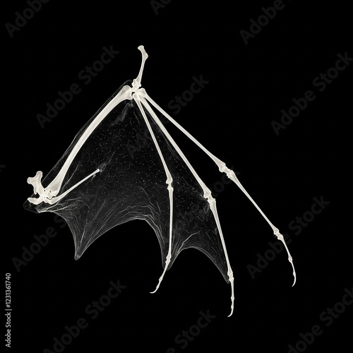 x-ray of bat wing isolated on black background