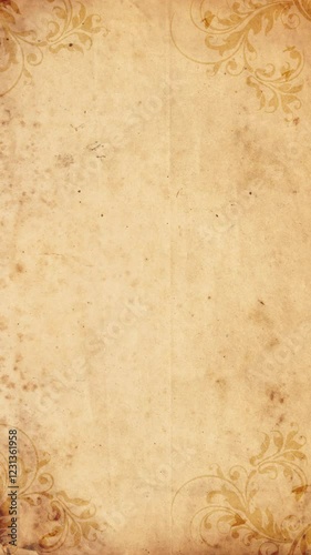 Vintage paper background with birds and patterns.