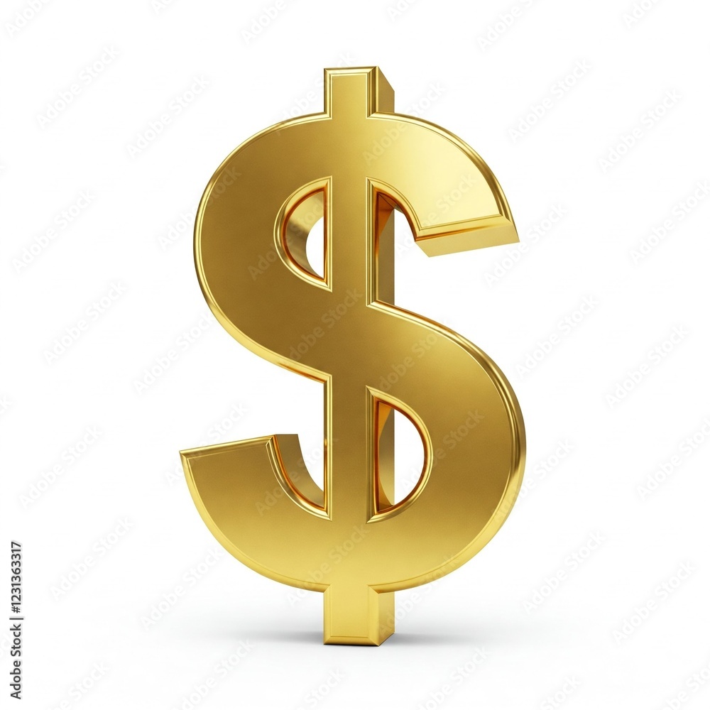 Obraz premium 3d golden dollar sign currency symbol isolated on white background