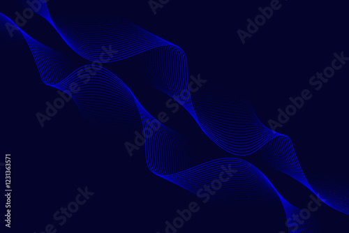 Abstract dark blue wave line pattern background design with glowing gradient effect for modern digital presentations, technology themes, and artistic decor.