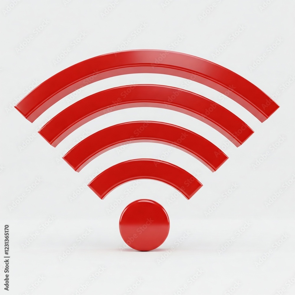 red 3d wifi symbol on white background red 3d wifi symbol on white background