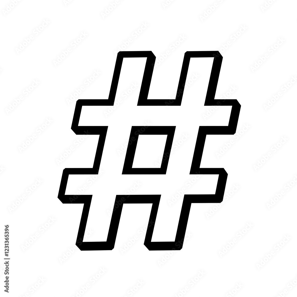 Obraz premium black hashtag social media icon symbol illustration