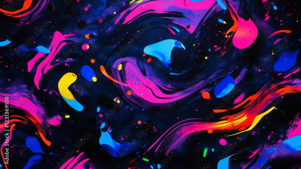 Fototapeta premium Vibrant Swirls of Neon Paint Abstract Background