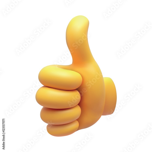 Yellow Thumbs-Up Emoji on White Background