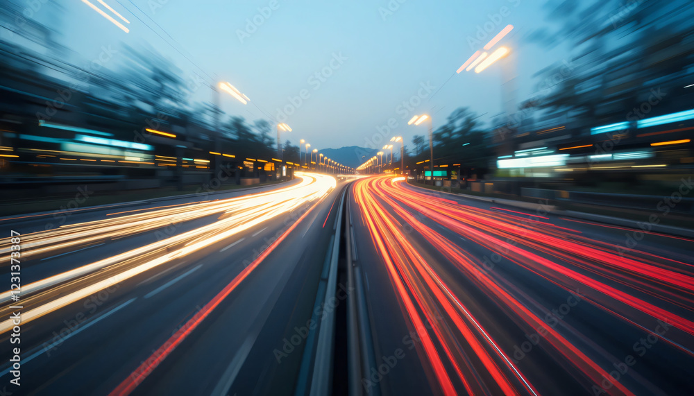 light trails on the highway light trails on the highway