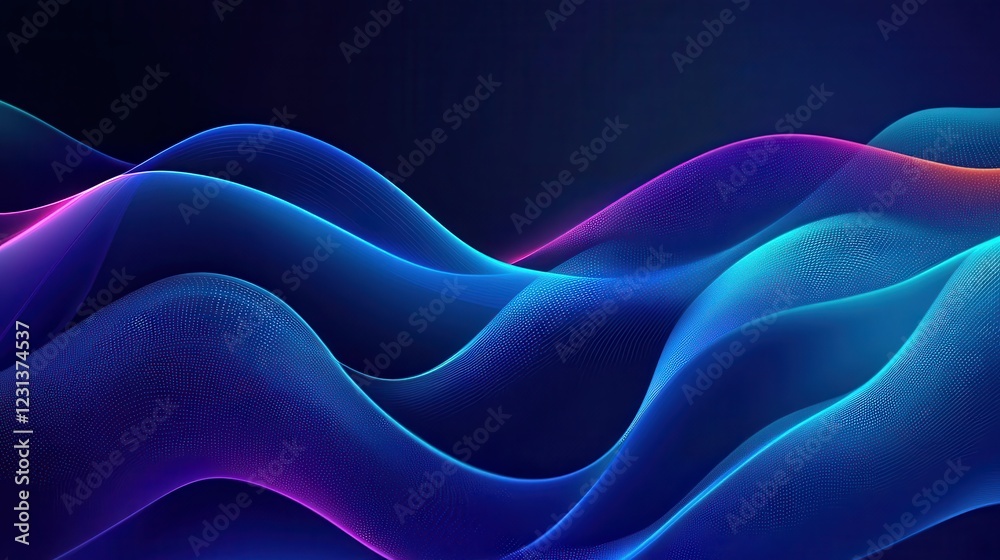 Obraz premium Vibrant blue abstract artwork with flowing patterns and luminous effects in a dark background