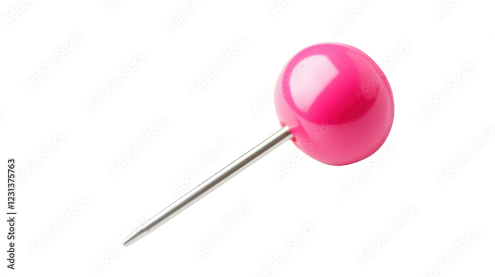 Pink push pin on transparent background, ready for use Pink push pin on transparent background, ready for use