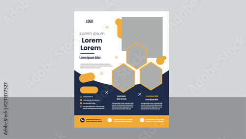 Modern Business Flyer with Hexagonal Design