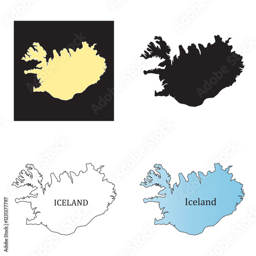 Iceland region map icon design