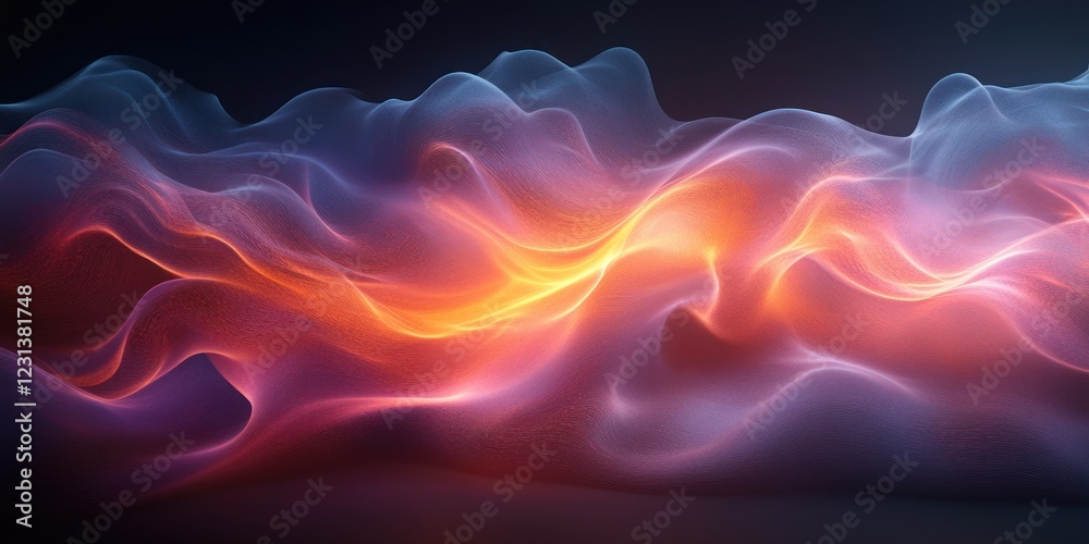 Fototapeta premium Iridescent Wave Abstract Design Black Background 3D Render