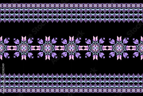 Geometric floral pattern  background  flower ethnic pixel pattern,Aztec style,abstract background.design for texture,fabric,clothing,decoration,print