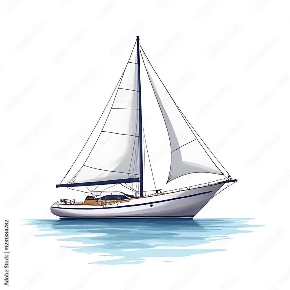 Fototapeta premium sailing boat on white background