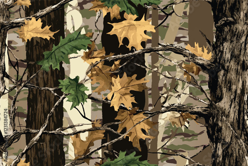 Authentic Tree Bark and Leaf Camouflage for Concealment