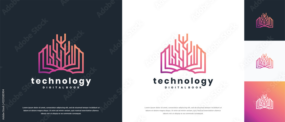 smart book technology logo design template. technology book logo icon smart book technology logo design template. technology book logo icon