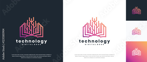 smart book technology logo design template. technology book logo icon