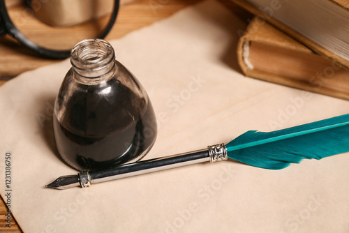 Paper sheet with nib pen an...
