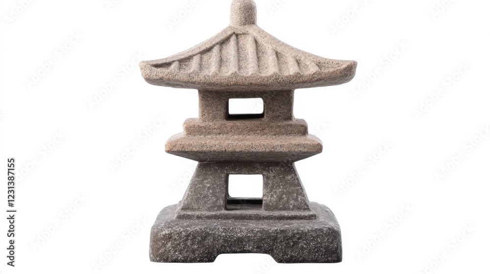 Three stone lanterns displayed in a minimalist style reflecting traditional architectural design Three stone lanterns displayed in a minimalist style reflecting traditional architectural design