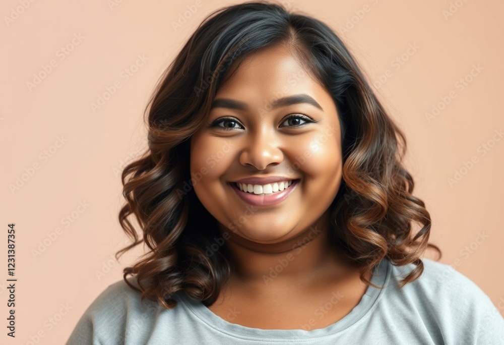 Portrait of a beautiful chubby woman with a warm smile Portrait of a beautiful chubby woman with a warm smile