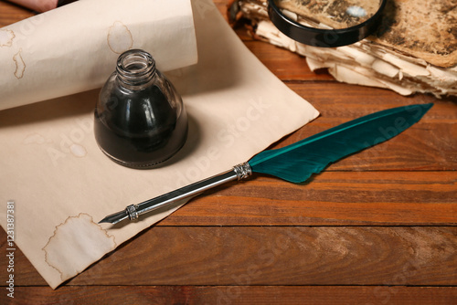 Paper sheet with nib pen an...