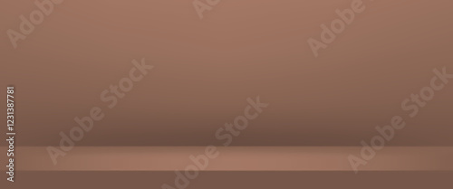 Vector horisontal abstract background. Mock up 3D stage. Mocha mousse empty studio room for product display. Banner for advertise product on website. Showroom shoot render.