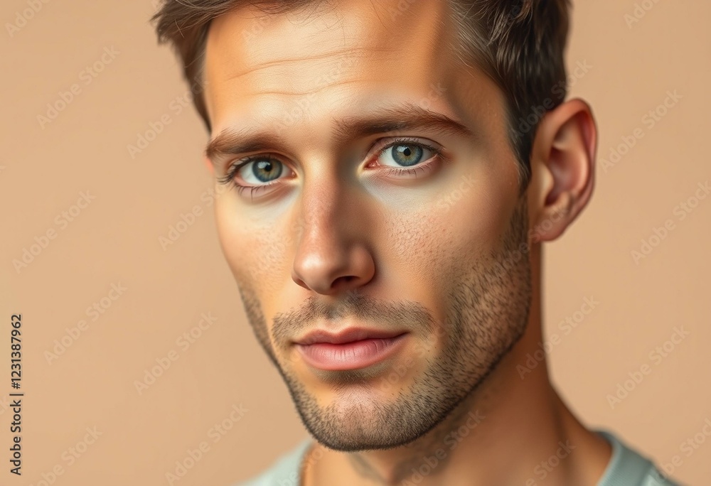 Fototapeta premium Male portrait on neutral background