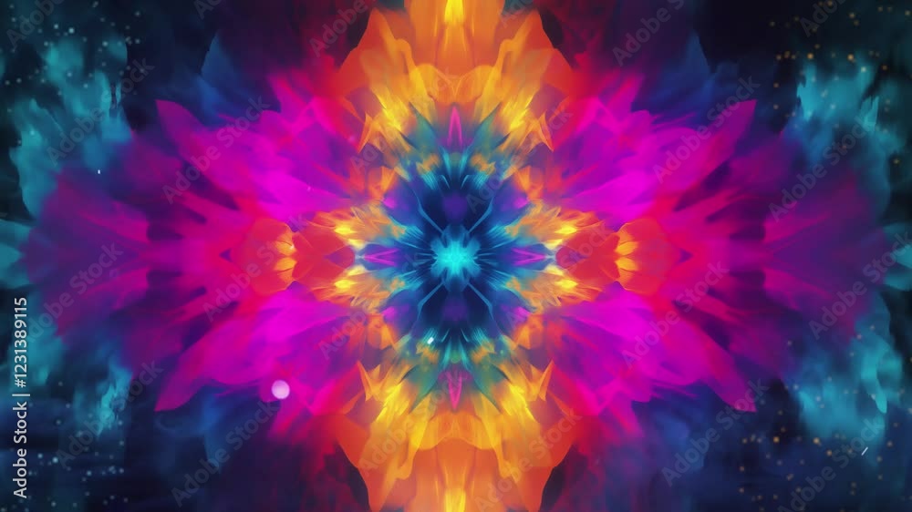 abstract colorful symmetric kaleidoscope seamless looping overlay 4k virtual video animation background