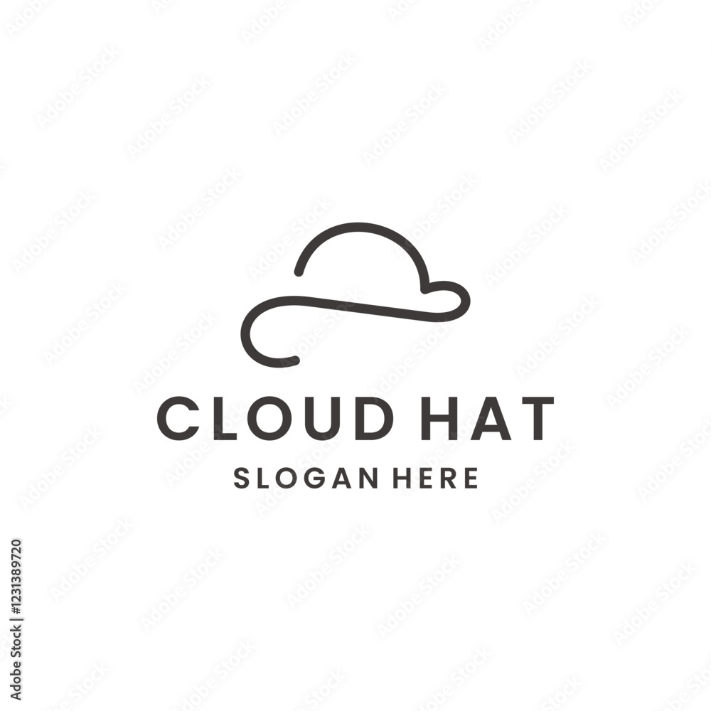 Cloud hat logo design template vector illustration on white background Cloud hat logo design template vector illustration on white background