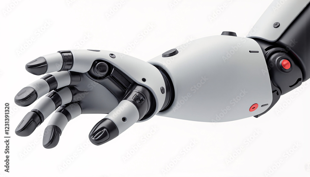 A 3D cute of a robotic hand, the hand is open and ready to grasp something. A 3D cute of a robotic hand, the hand is open and ready to grasp something.