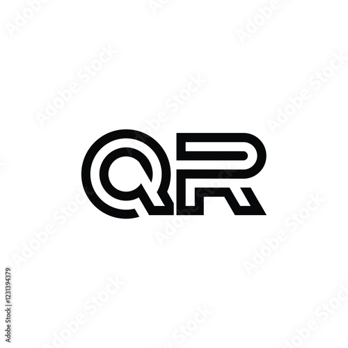 QR monogram logo design letter text name symbol monochrome logotype alphabet character simple logo