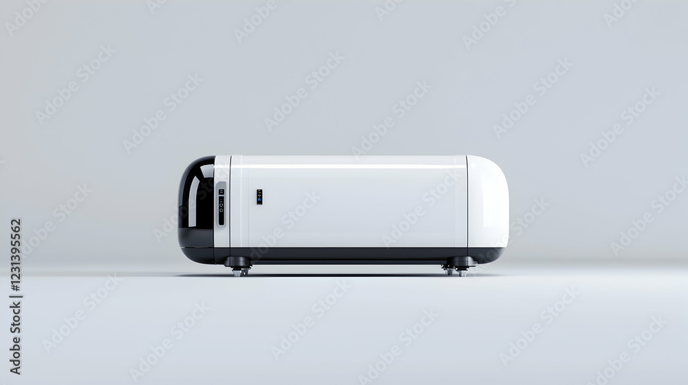 Sleek white capsule device on grey background Sleek white capsule device on grey background