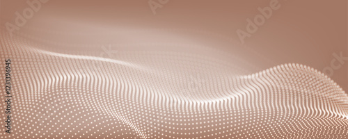 Light 3d wave vector illustration. Technology concept for landing page or presentation with mocha mousse color