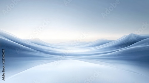 Serene Digital Horizon with Soft Blue and White Abstract Landscape