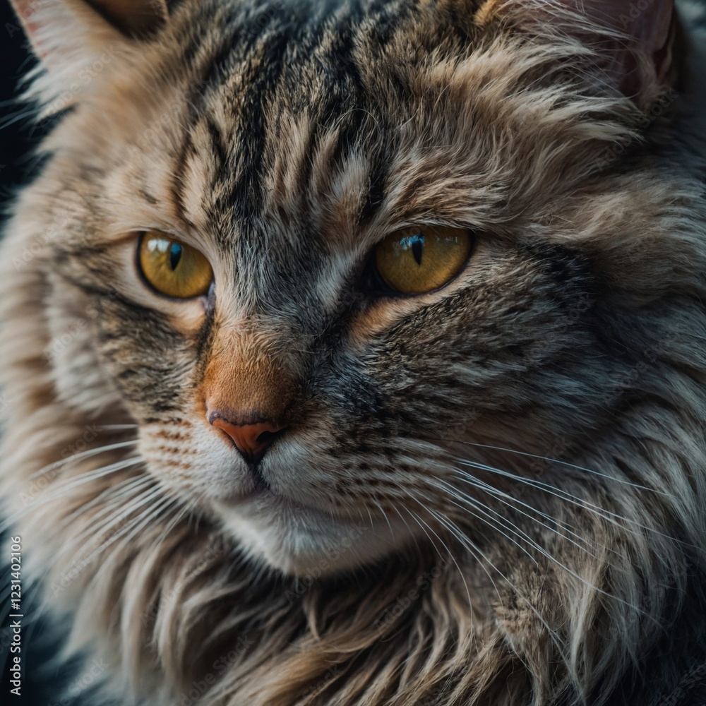 A cat with fur that changes color based on the mood of its surroundings. A cat with fur that changes color based on the mood of its surroundings.