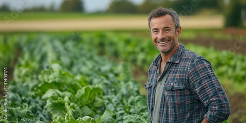 Ein Bauer der die Ernte in der Hand hält. Ökologischer und nachhaltige Landwirtschaft mit biologischen Ertrag. photo