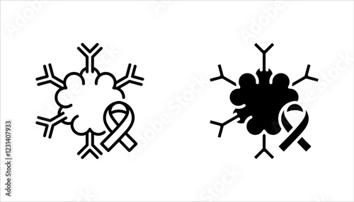 Oncology department icon set. Cancer treatment center. Radiology cancer. Radiation therapy. vector illustration on white background