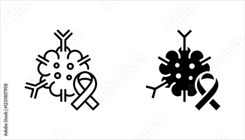 Oncology department icon set. Cancer treatment center. Radiology cancer. Radiation therapy. vector illustration on white background
