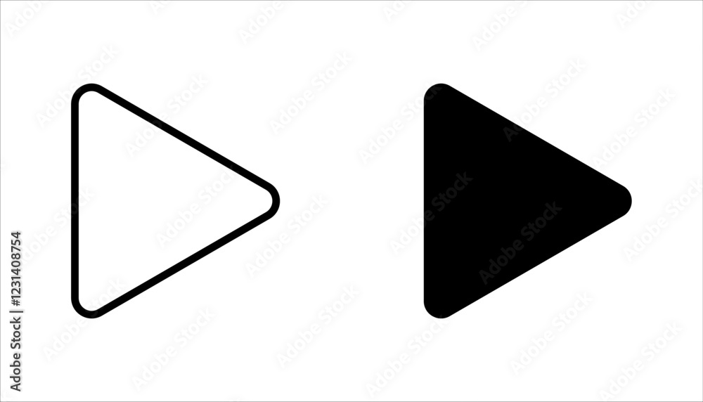play button icon set. Start audio or video action media symbol, vector illustration on white background play button icon set. Start audio or video action media symbol, vector illustration on white background