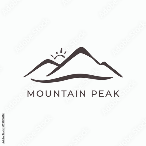 Minimalist Mountain Peak Logo for Outdoor Travel Adventure Concept