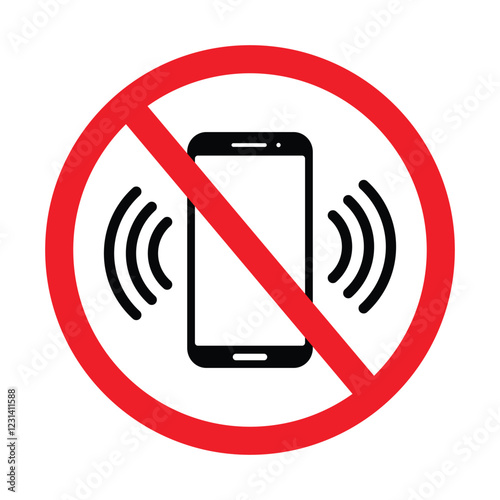 no mobile phone vector icon. no call icon. mobile using prohibition sign. vector illustration on transparent background. 