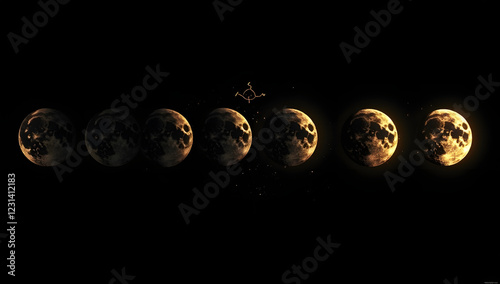 Astronomy themed wall art showing luminous lunar phases