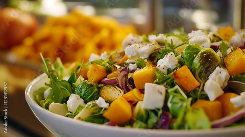 Autumn Harvest Salad: Roasted Butternut Squash & Brussels Sprouts Delight vegan lunch dinner recipe 
