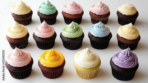 Colorful cupcakes delight bakery food photography indoor close-up tempting treats photo